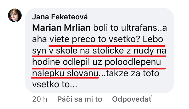 Sťažnosti matky obete na FB účte USP