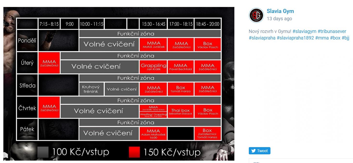 Program Slavia gymu z roku 2018.